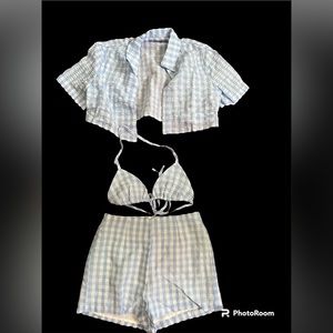 Blue Plaid 3 Piece Summer Set